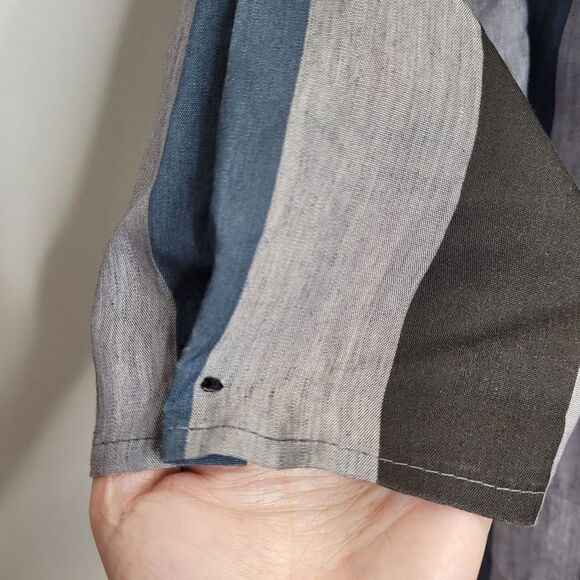 VINTAGE 70s striped puff sleeve button up back shift dress S - Picture 7 of 10